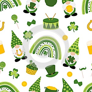 Seamless pattern Patrick`s day Gnomes vector illustration